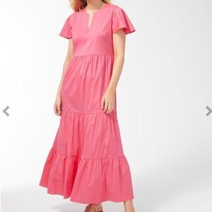 Chicos SS Tiered Maxi Dress Solid Strawberry Margarita Color Size 3.5 NWT in pkg